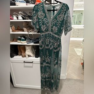 Green Embroidered Maxi Dress